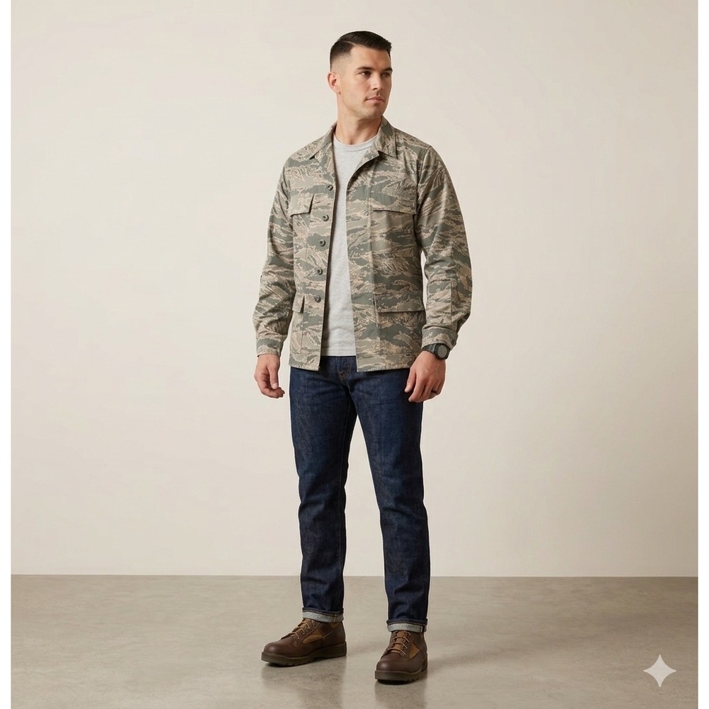 US Air Force ABU Digital Tiger Stripe Camo Utility Field Shirt Jacket 46L Mens